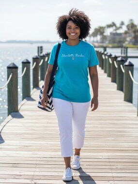 Charlotte Harbor Graphic Tee – Turquoise Tourist Shirt, Size 2X